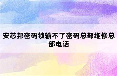 安芯邦密码锁输不了密码总部维修总部电话