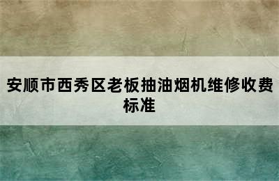 安顺市西秀区老板抽油烟机维修收费标准