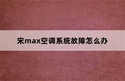 宋max空调系统故障怎么办