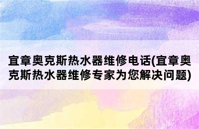 宜章奥克斯热水器维修电话(宜章奥克斯热水器维修专家为您解决问题)