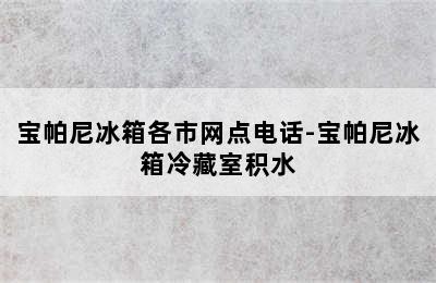 宝帕尼冰箱各市网点电话-宝帕尼冰箱冷藏室积水