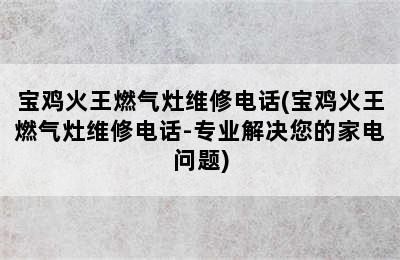 宝鸡火王燃气灶维修电话(宝鸡火王燃气灶维修电话-专业解决您的家电问题)