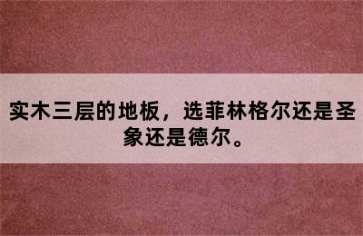 实木三层的地板，选菲林格尔还是圣象还是德尔。