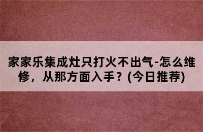 家家乐集成灶只打火不出气-怎么维修，从那方面入手？(今日推荐)