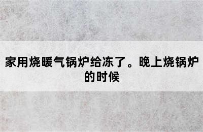 家用烧暖气锅炉给冻了。晚上烧锅炉的时候