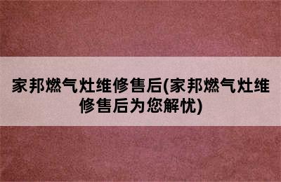 家邦燃气灶维修售后(家邦燃气灶维修售后为您解忧)