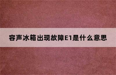 容声冰箱出现故障E1是什么意思