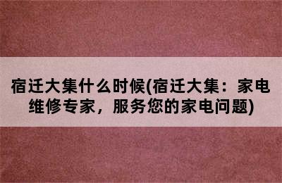 宿迁大集什么时候(宿迁大集：家电维修专家，服务您的家电问题)