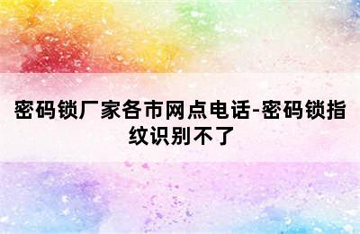 密码锁厂家各市网点电话-密码锁指纹识别不了