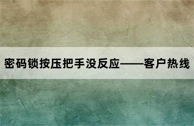 密码锁按压把手没反应——客户热线