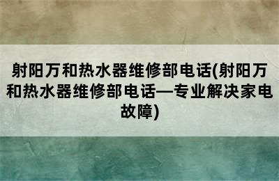 射阳万和热水器维修部电话(射阳万和热水器维修部电话—专业解决家电故障)