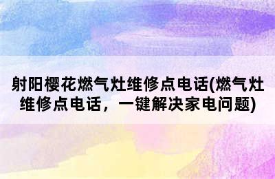 射阳樱花燃气灶维修点电话(燃气灶维修点电话，一键解决家电问题)