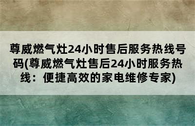 尊威燃气灶24小时售后服务热线号码(尊威燃气灶售后24小时服务热线：便捷高效的家电维修专家)