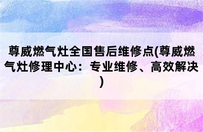 尊威燃气灶全国售后维修点(尊威燃气灶修理中心：专业维修、高效解决)