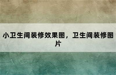 小卫生间装修效果图，卫生间装修图片