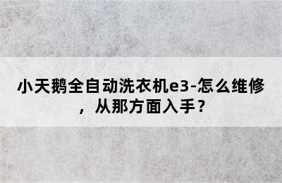 小天鹅全自动洗衣机e3-怎么维修，从那方面入手？