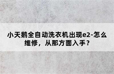 小天鹅全自动洗衣机出现e2-怎么维修，从那方面入手？