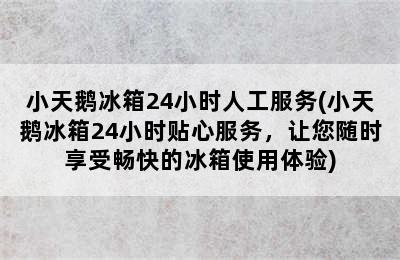 小天鹅冰箱24小时人工服务(小天鹅冰箱24小时贴心服务，让您随时享受畅快的冰箱使用体验)