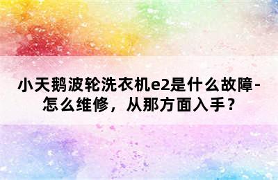 小天鹅波轮洗衣机e2是什么故障-怎么维修，从那方面入手？