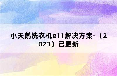 小天鹅洗衣机e11解决方案-（2023）已更新