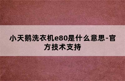 小天鹅洗衣机e80是什么意思-官方技术支持