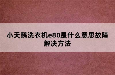 小天鹅洗衣机e80是什么意思故障解决方法