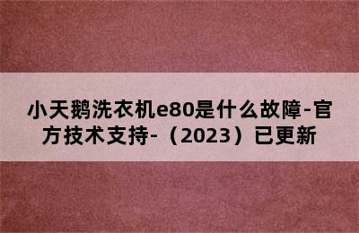 小天鹅洗衣机e80是什么故障-官方技术支持-（2023）已更新