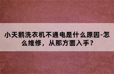 小天鹅洗衣机不通电是什么原因-怎么维修，从那方面入手？