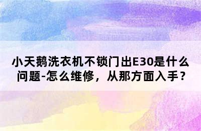 小天鹅洗衣机不锁门出E30是什么问题-怎么维修，从那方面入手？