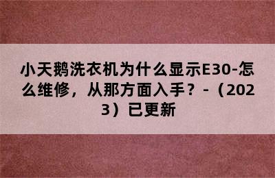 小天鹅洗衣机为什么显示E30-怎么维修，从那方面入手？-（2023）已更新