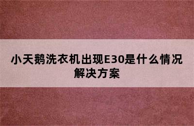 小天鹅洗衣机出现E30是什么情况解决方案