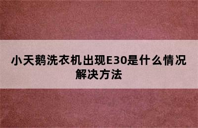 小天鹅洗衣机出现E30是什么情况解决方法