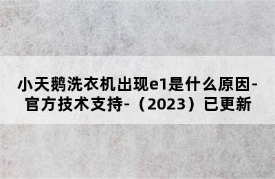 小天鹅洗衣机出现e1是什么原因-官方技术支持-（2023）已更新