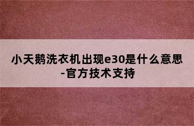 小天鹅洗衣机出现e30是什么意思-官方技术支持