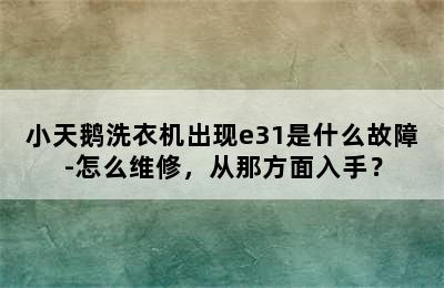 小天鹅洗衣机出现e31是什么故障-怎么维修，从那方面入手？