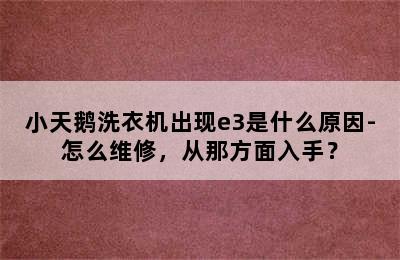 小天鹅洗衣机出现e3是什么原因-怎么维修，从那方面入手？