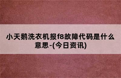 小天鹅洗衣机报f8故障代码是什么意思-(今日资讯)