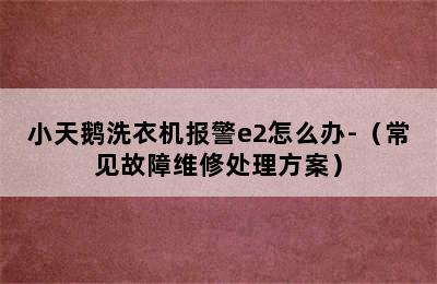 小天鹅洗衣机报警e2怎么办-（常见故障维修处理方案）