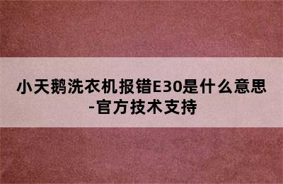 小天鹅洗衣机报错E30是什么意思-官方技术支持