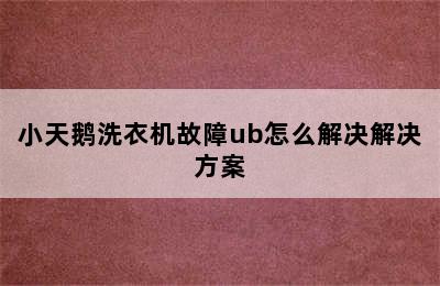 小天鹅洗衣机故障ub怎么解决解决方案