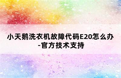 小天鹅洗衣机故障代码E20怎么办-官方技术支持