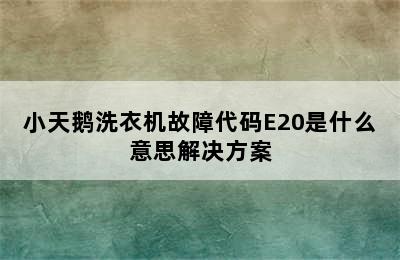 小天鹅洗衣机故障代码E20是什么意思解决方案