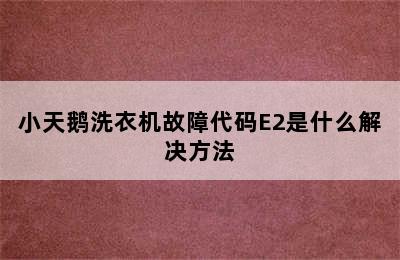 小天鹅洗衣机故障代码E2是什么解决方法