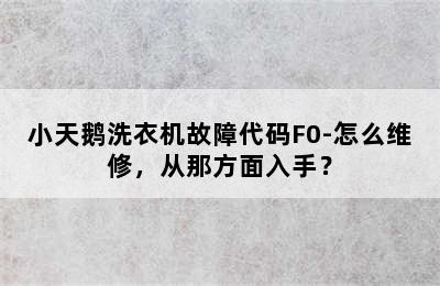 小天鹅洗衣机故障代码F0-怎么维修，从那方面入手？