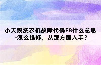 小天鹅洗衣机故障代码F8什么意思-怎么维修，从那方面入手？