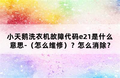 小天鹅洗衣机故障代码e21是什么意思-（怎么维修）？怎么消除？