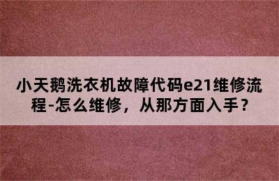 小天鹅洗衣机故障代码e21维修流程-怎么维修，从那方面入手？