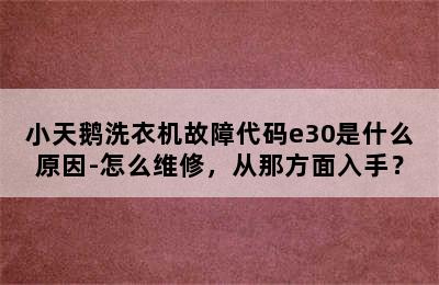 小天鹅洗衣机故障代码e30是什么原因-怎么维修，从那方面入手？