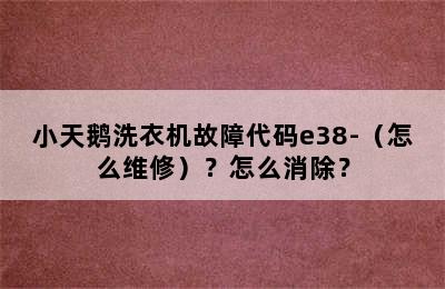 小天鹅洗衣机故障代码e38-（怎么维修）？怎么消除？