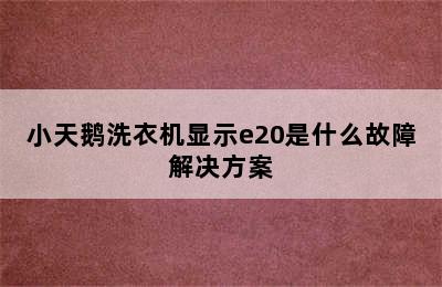 小天鹅洗衣机显示e20是什么故障解决方案